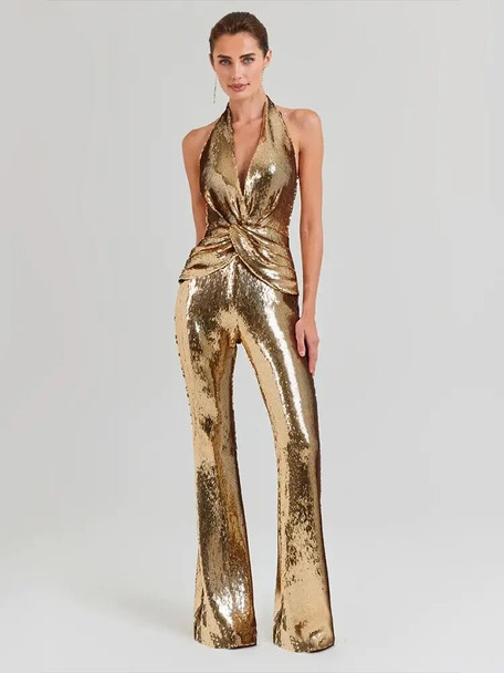 Disco Gold Sequined Jumpsuit