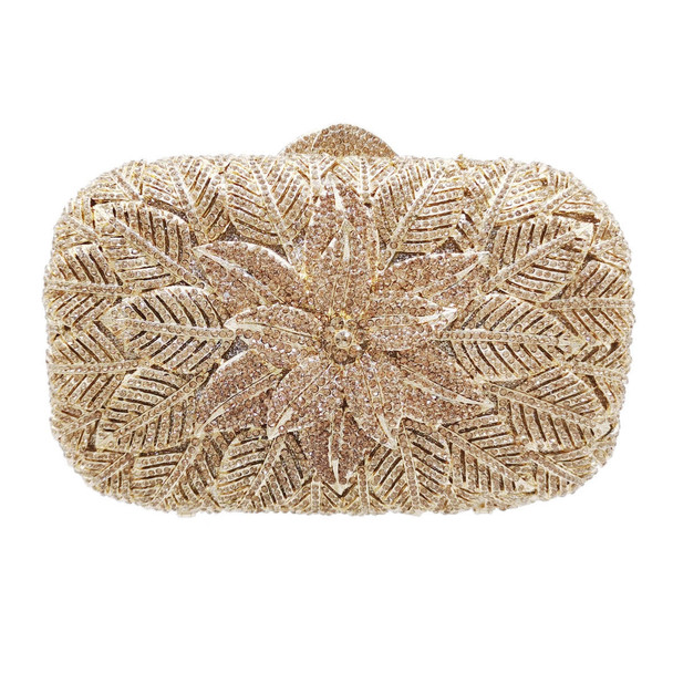   Flower Design Crystal Evening Clutch 