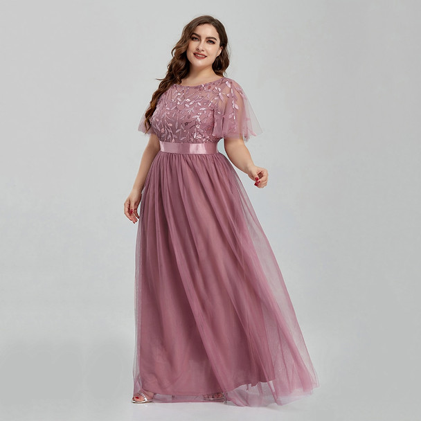 Plus Size A-Line Sequined Embroidery Dress