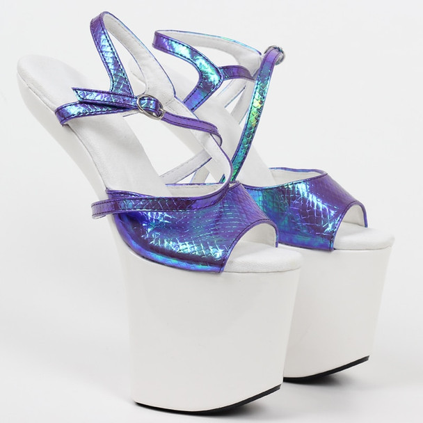 Blue Heelless Platform Sandals