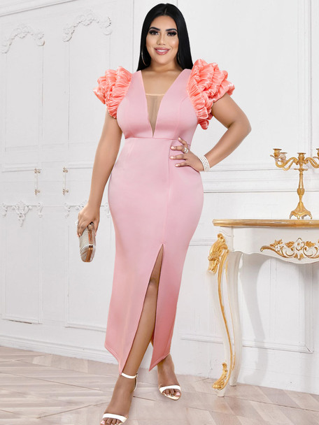 Plus Size Pink Evening Dress