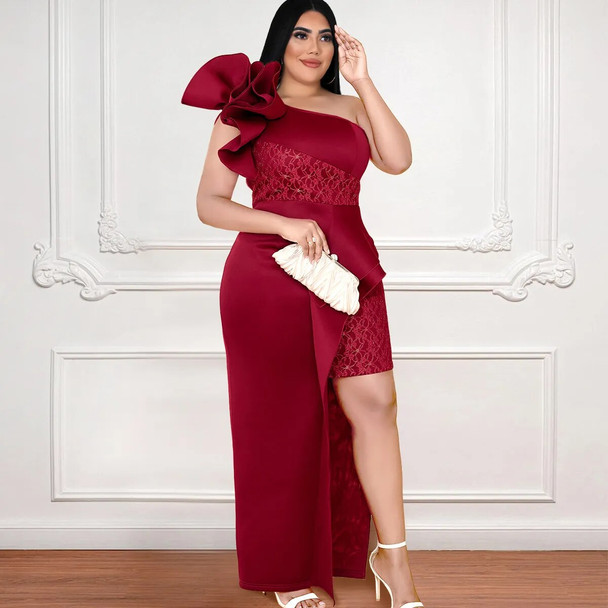 Plus Size Oblique Collar Sleeveless Dress