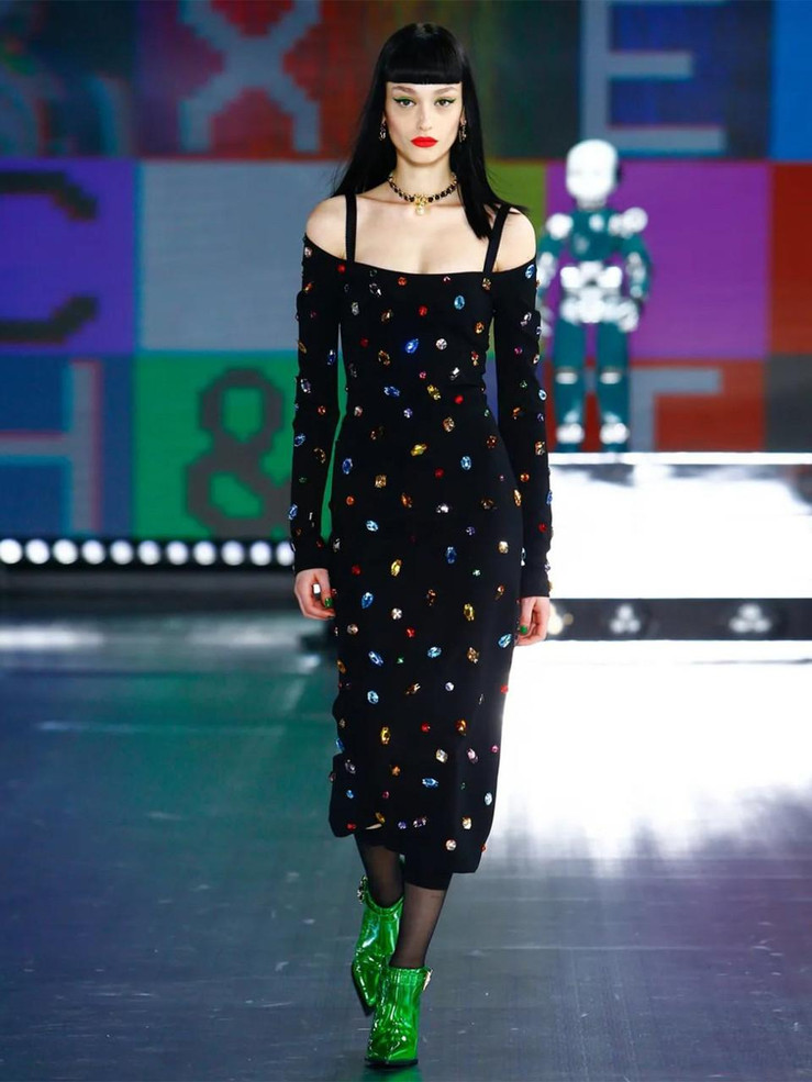 Grrly Grrls Multi-colored Crystal Midi Dress 