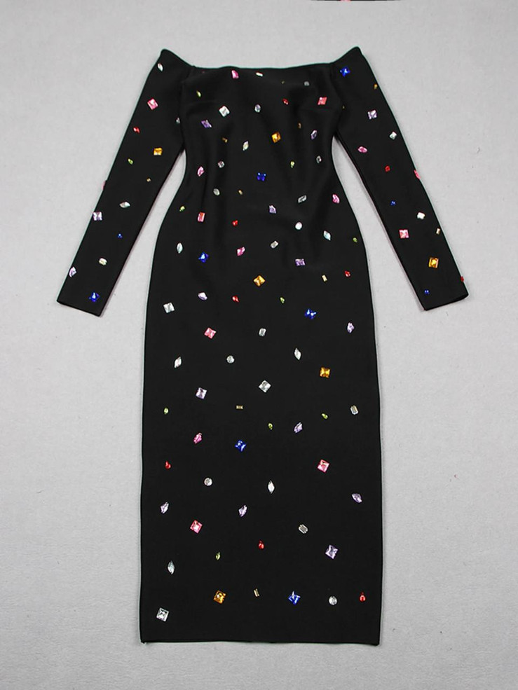 Grrly Grrls Multi-colored Crystal Midi Dress 