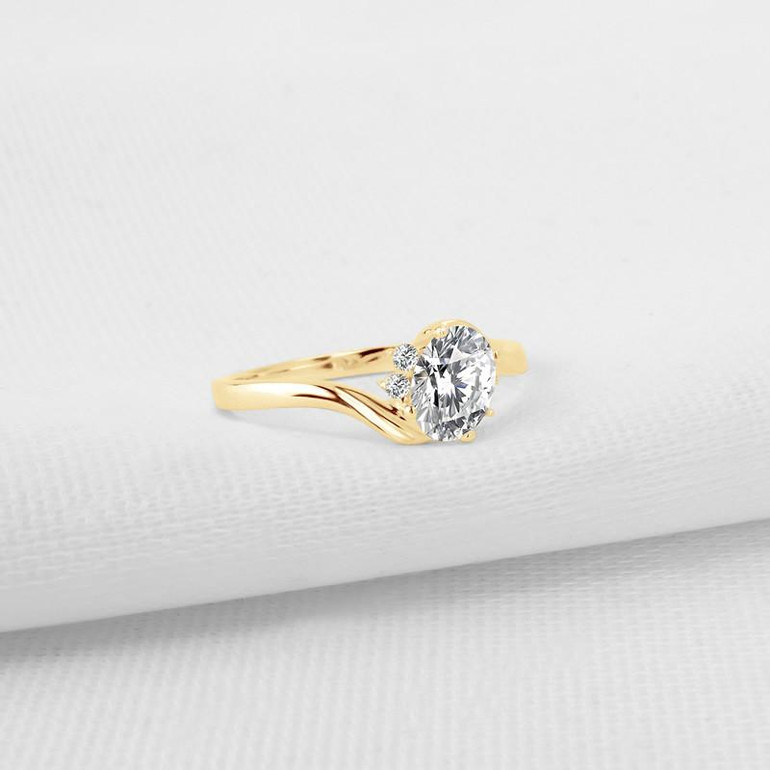 Grrly Grrls Oval Cut Moissanite Twist Shank Engagement Ring 