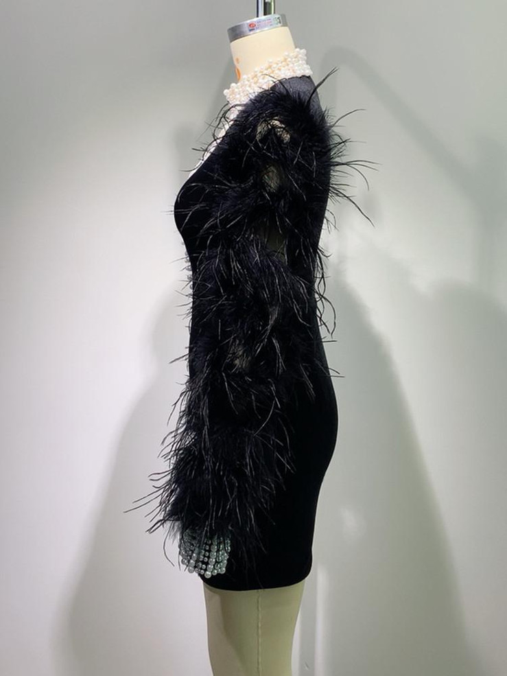 Grrly Grrls Pearl Plume Mini Dress 