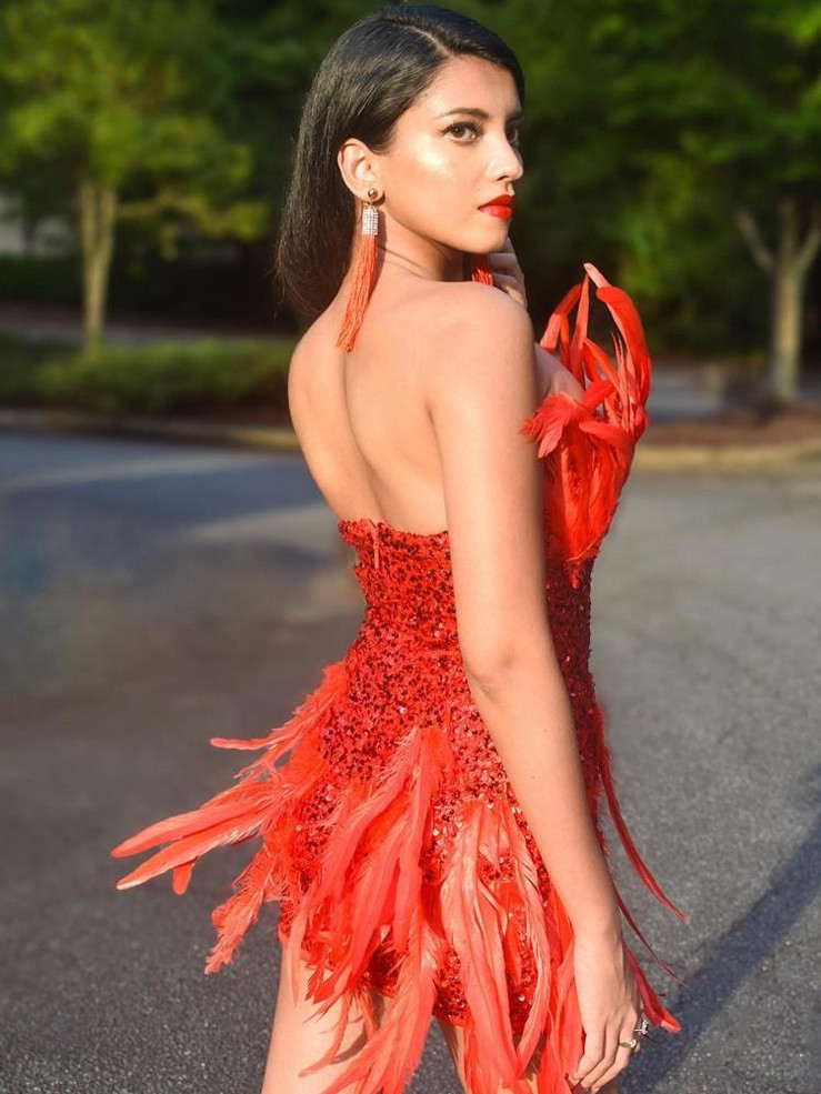 Grrly Grrls Fiery Feather Sequin Mini Dress 