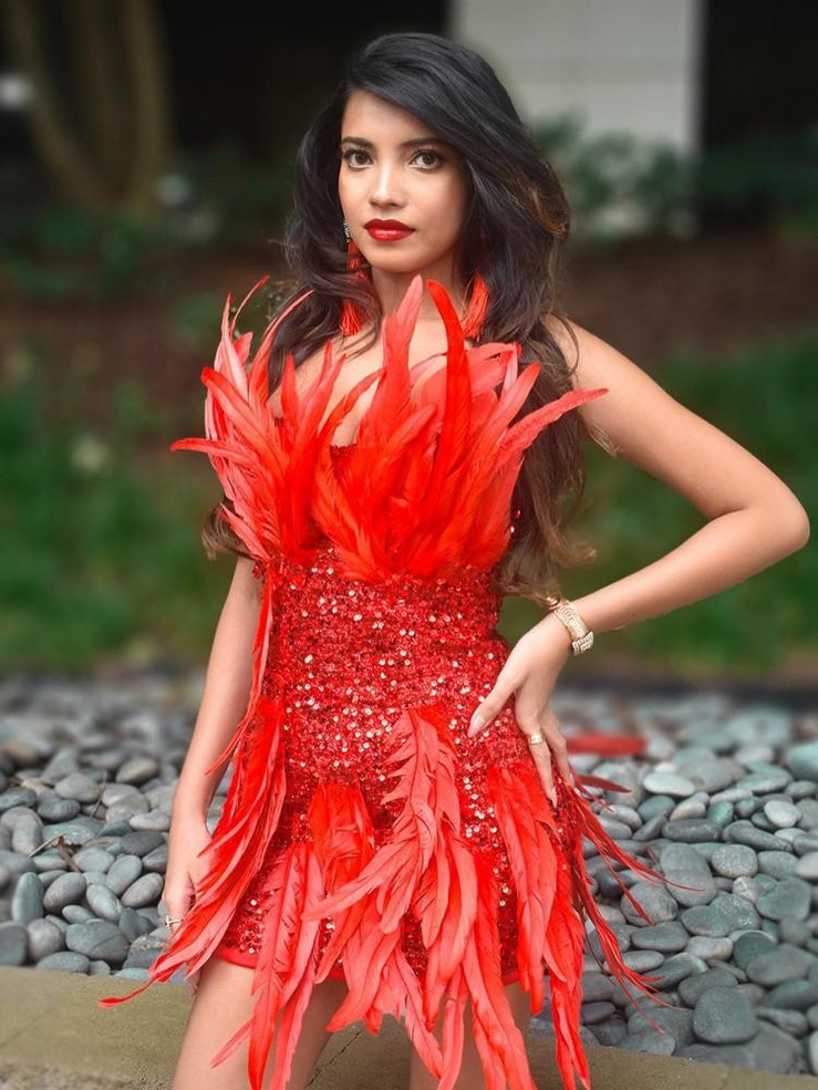 Grrly Grrls Fiery Feather Sequin Mini Dress 