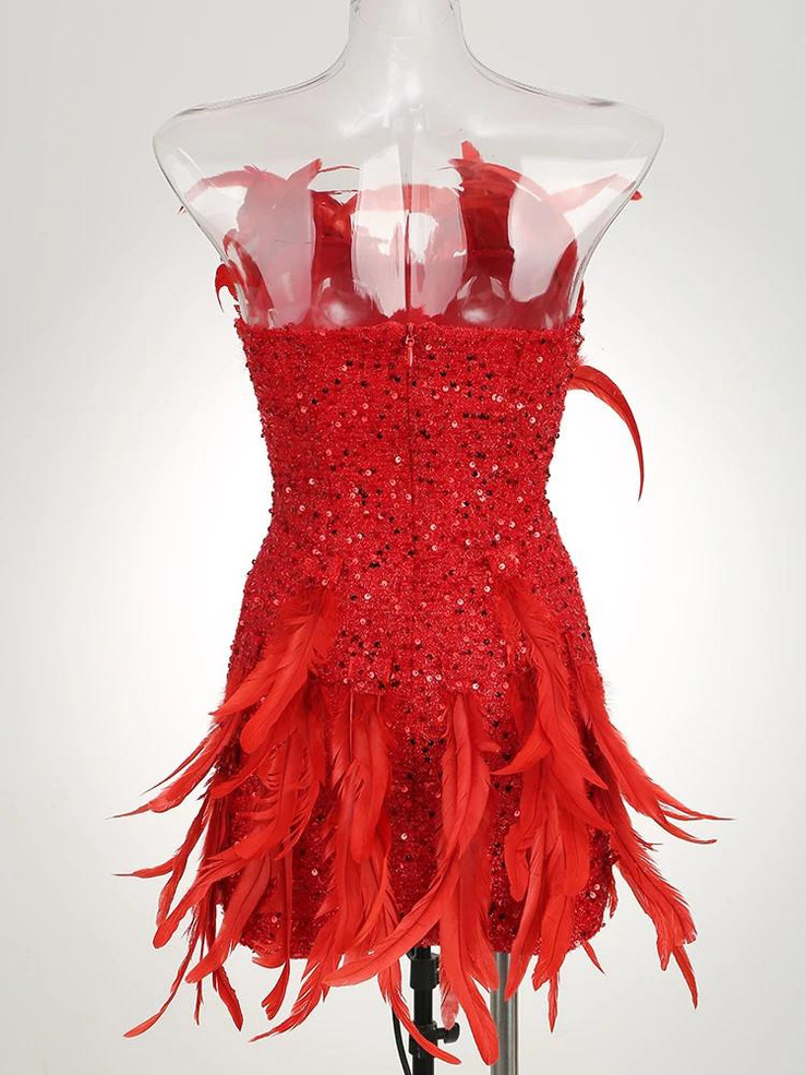 Grrly Grrls Fiery Feather Sequin Mini Dress 