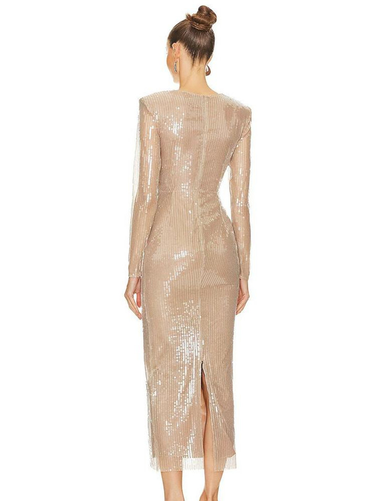 Grrly Grrls Sparkling Mirage Keyhole Sequin Midi Dress 