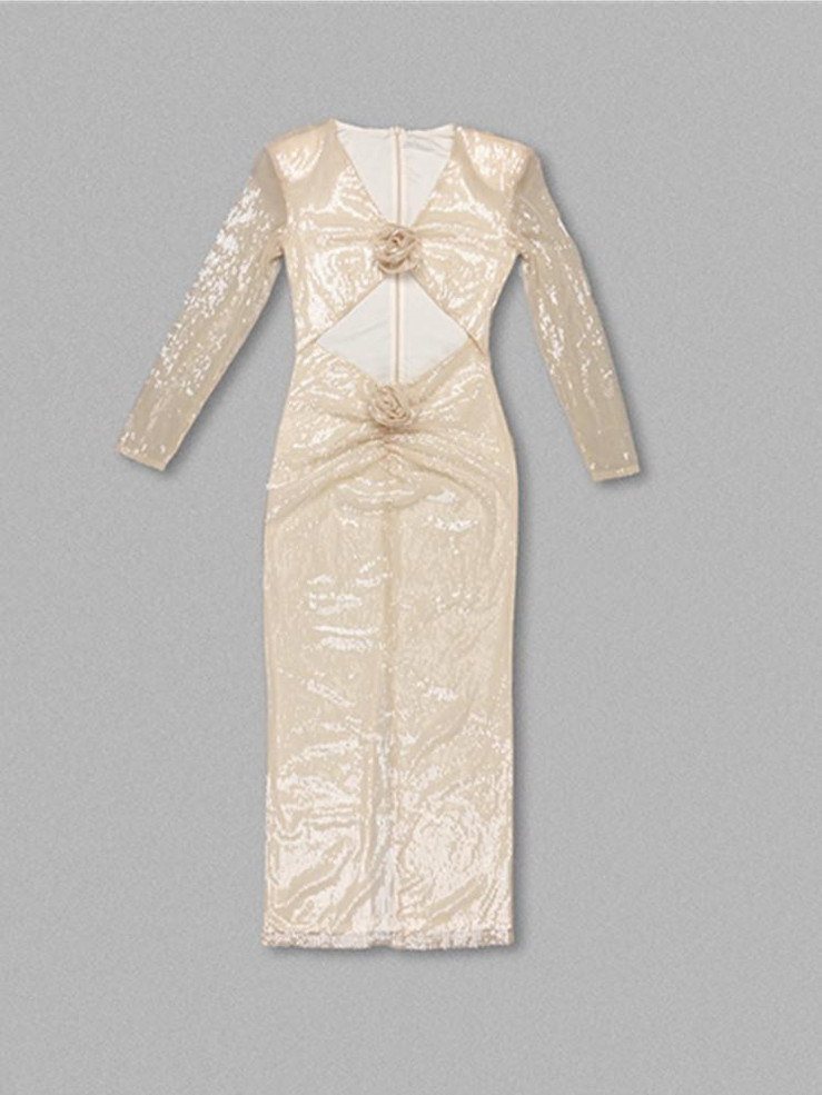 Grrly Grrls Sparkling Mirage Keyhole Sequin Midi Dress 