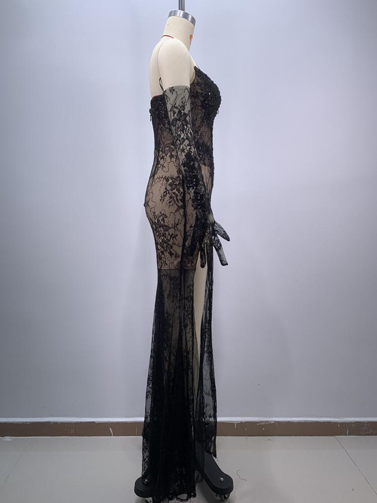 Grrly Grrls Midnight Enchantment Lace Maxi Dress 