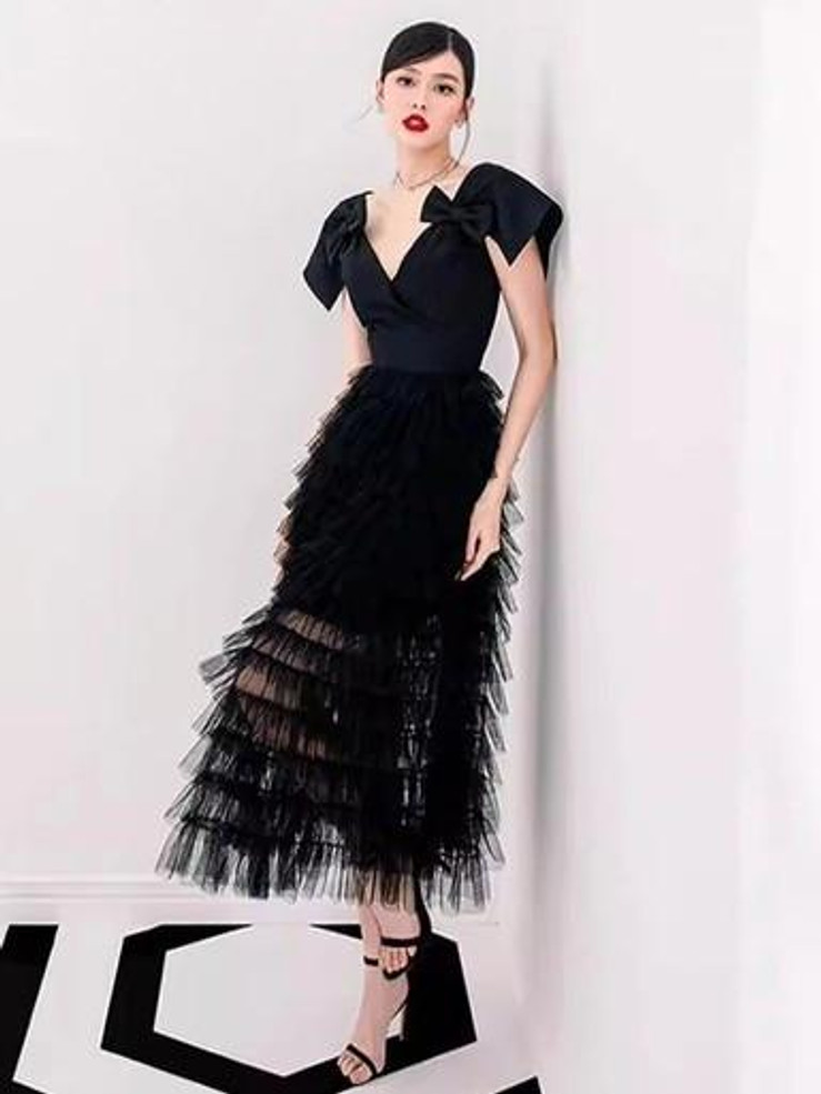 Grrly Grrls Ethereal Grace Bow-Trimmed Midi Dress 