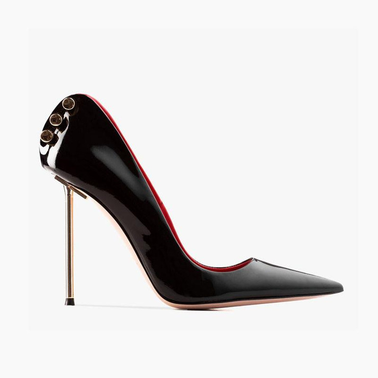 Grrly Grrls Patent Leather Hollow Metal Stilettos 