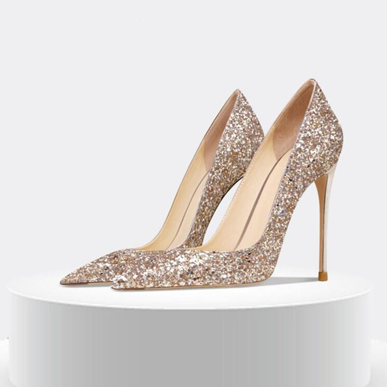 Grrly Grrls Paillette Sparkle Pointed Wedding Stilettos 
