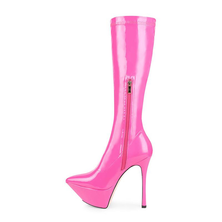 Grrly Grrls Elastic Microfiber Platform Boots  