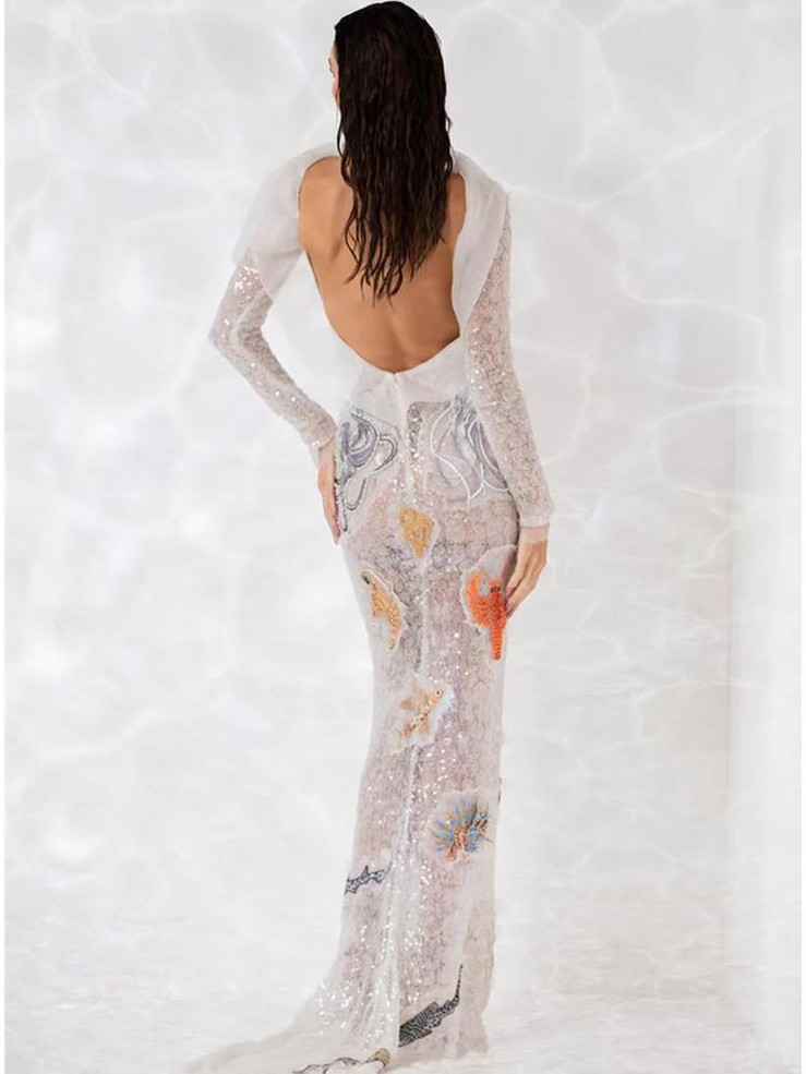 Grrly Grrls Ethereal Starfish Sequin Maxi Dress  
