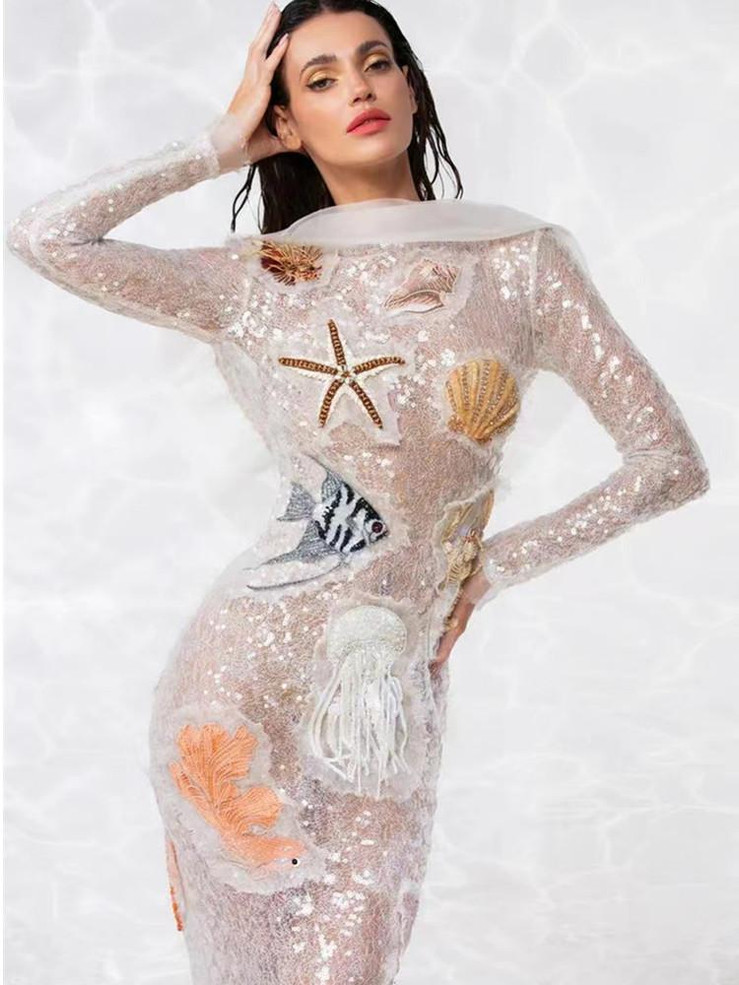 Grrly Grrls Ethereal Starfish Sequin Maxi Dress  