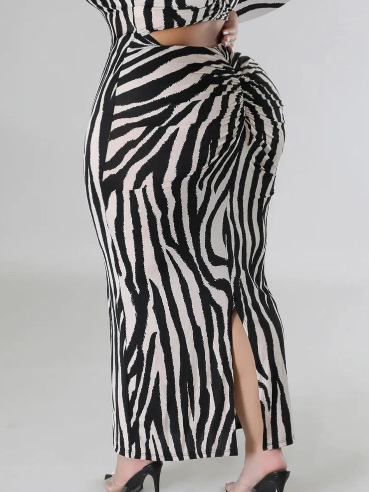 Grrly Grrls Zebra Allure Plus Size Midi Dress  
