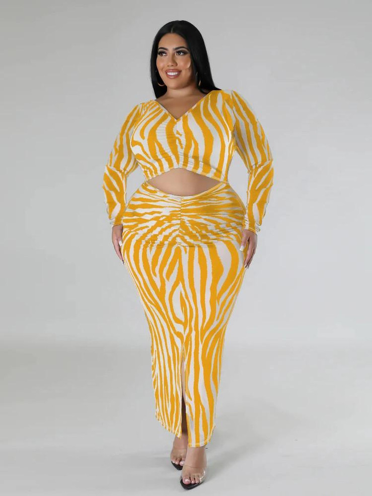 Grrly Grrls Zebra Allure Plus Size Midi Dress  