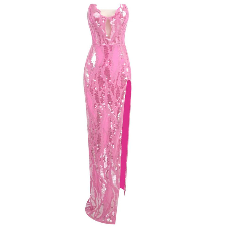  Luminous Allure Strapless Sequin Gown 