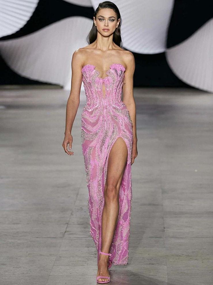  Luminous Allure Strapless Sequin Gown 