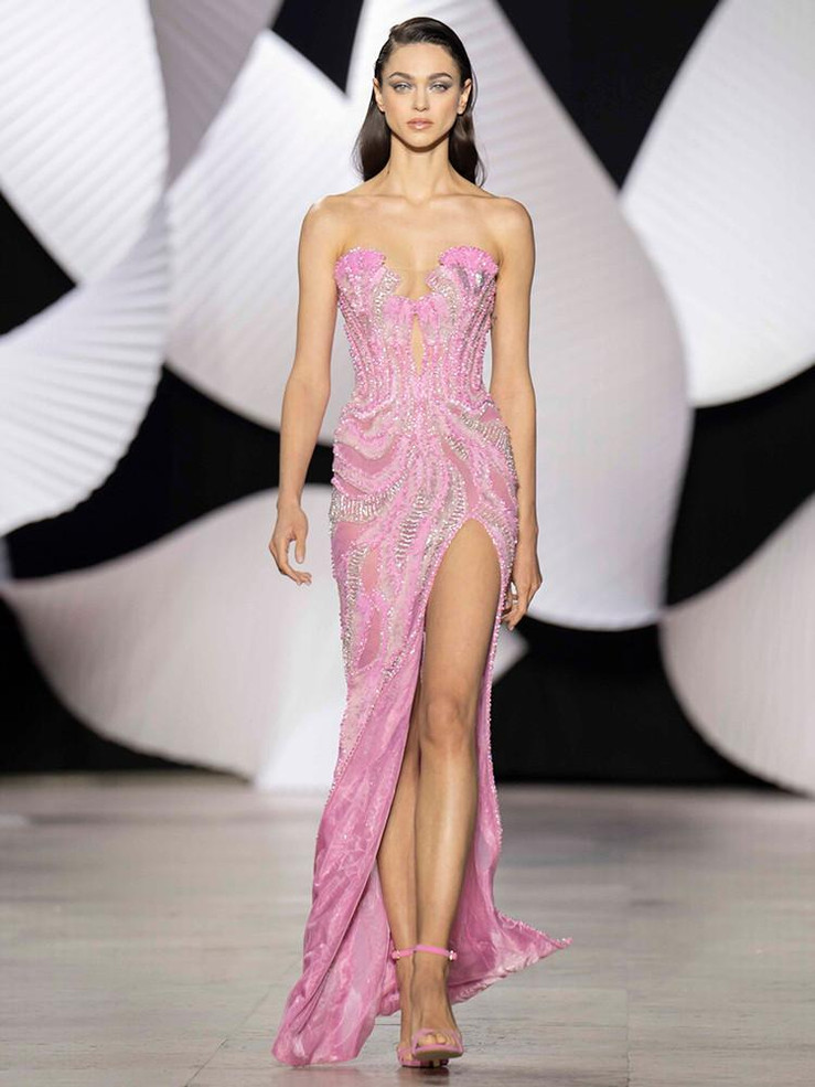  Luminous Allure Strapless Sequin Gown 