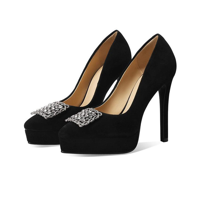  Celestine Crystal Suede Pumps 