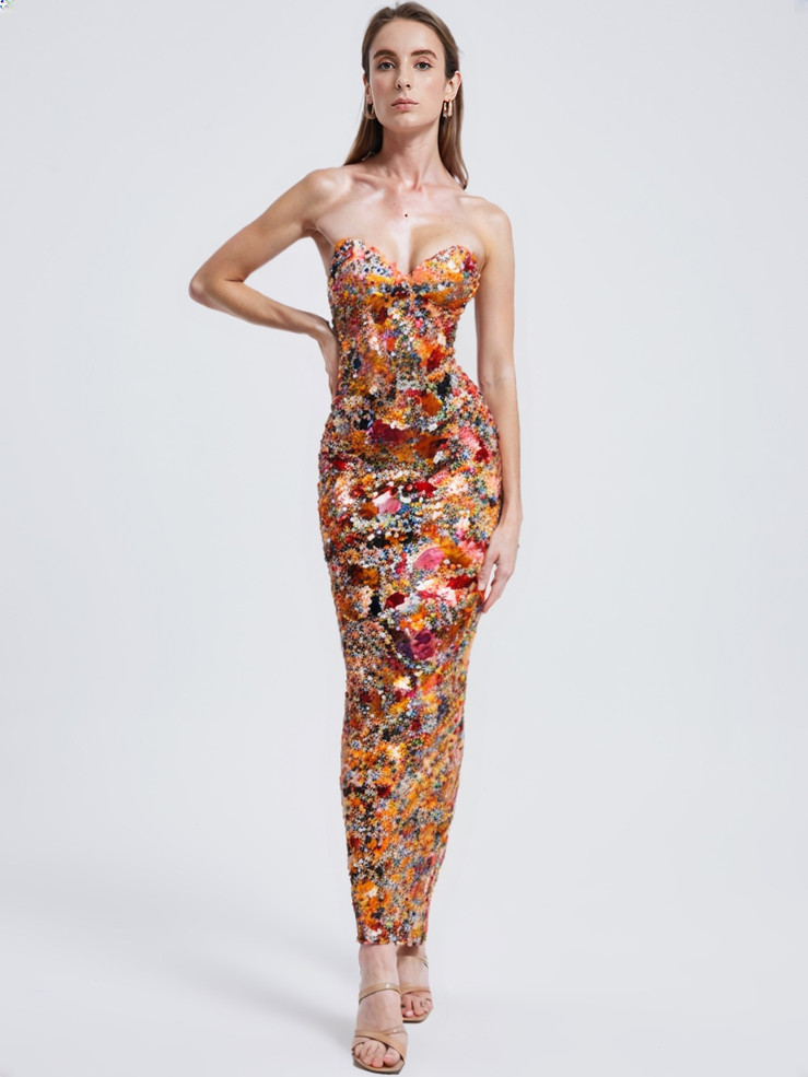 Midnight Bloom Sequin Gown 