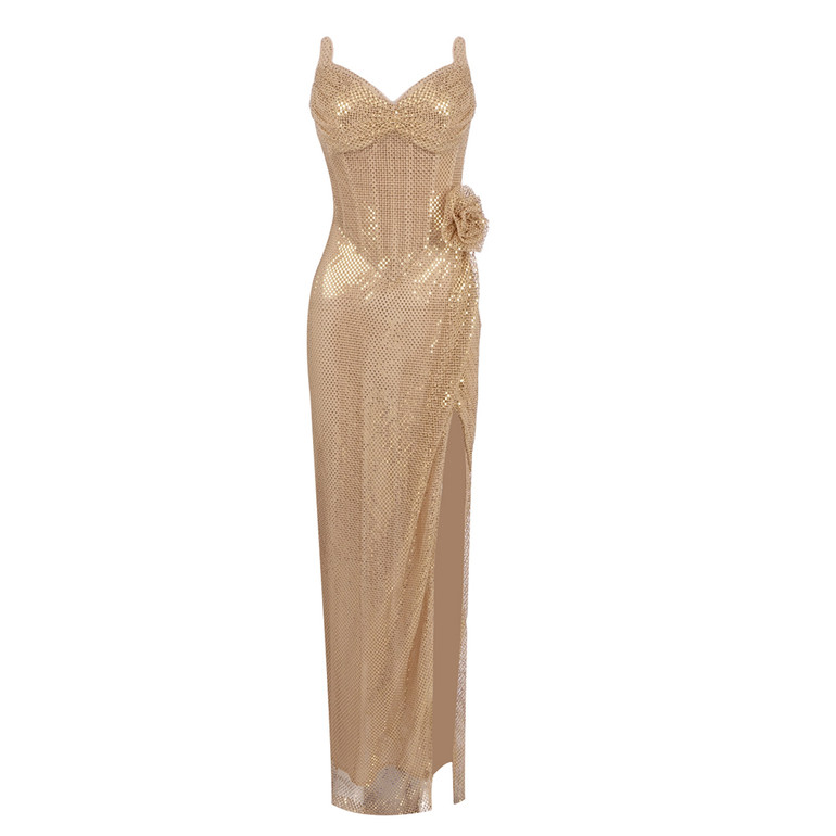 Golden Temptation Slit Gown 