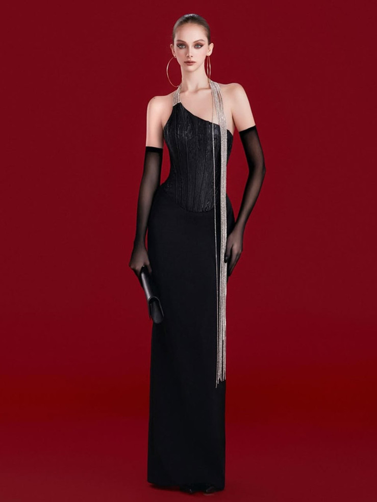 Obsidian Chainlight Gown