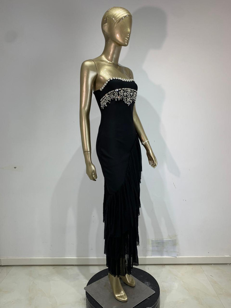 Grrly Grrls Midnight Ruffle Gown  