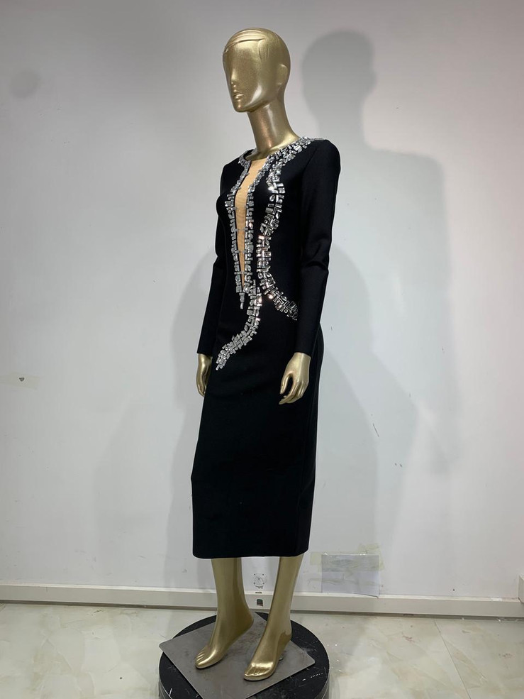Grrly Grrls Obsidian Beaded Midi Dress 