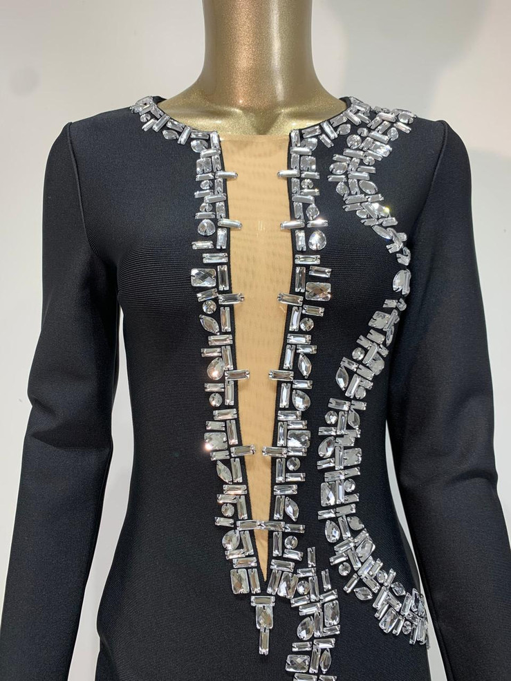 Grrly Grrls Obsidian Beaded Midi Dress 