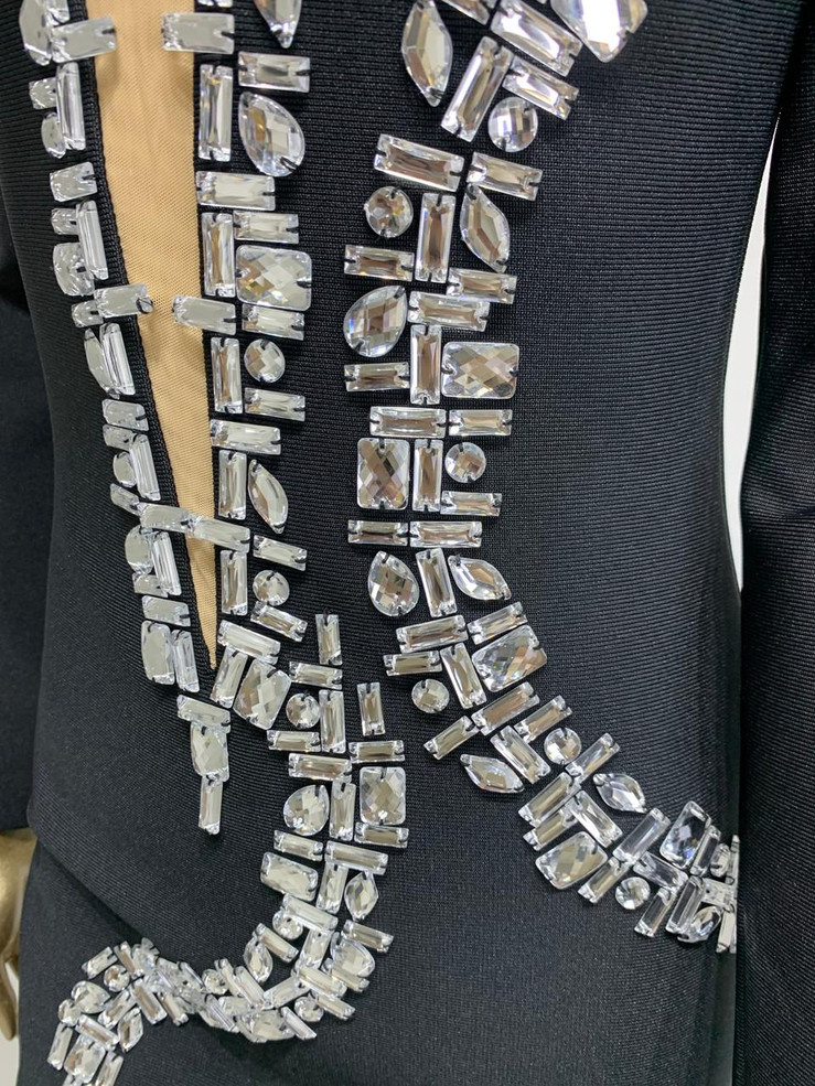 Grrly Grrls Obsidian Beaded Midi Dress 