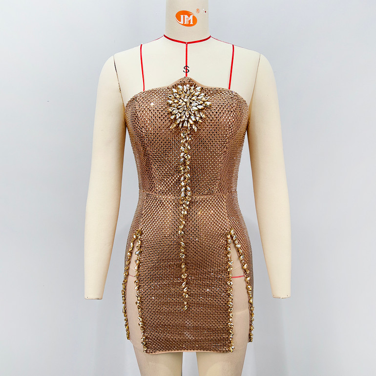 Golden Ember Mini Dress 