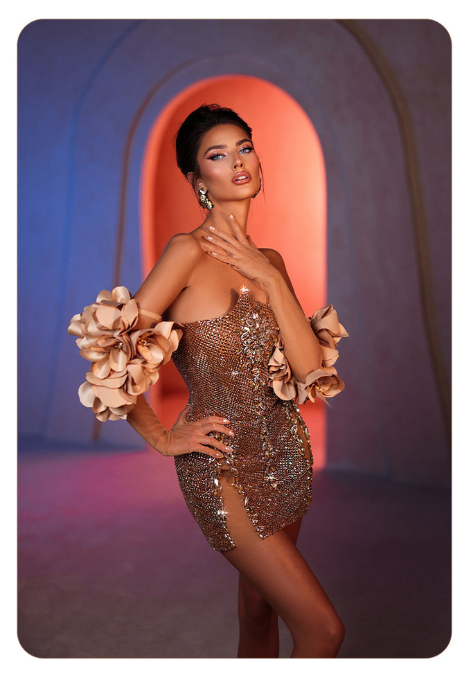 Golden Ember Mini Dress 