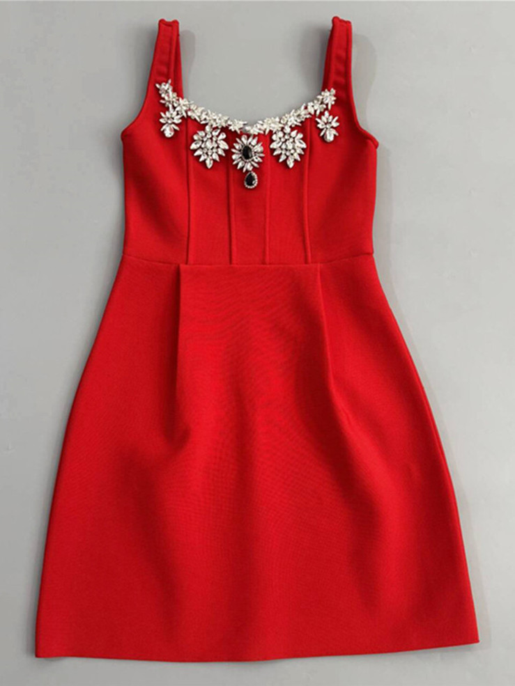 Crimson Glint Mini Dress 