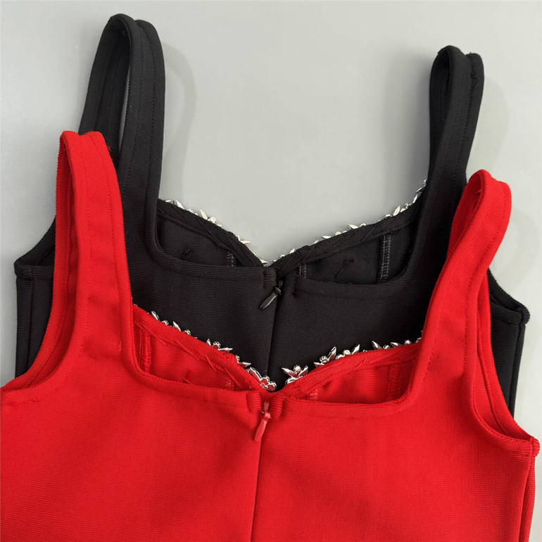 Crimson Glint Mini Dress 