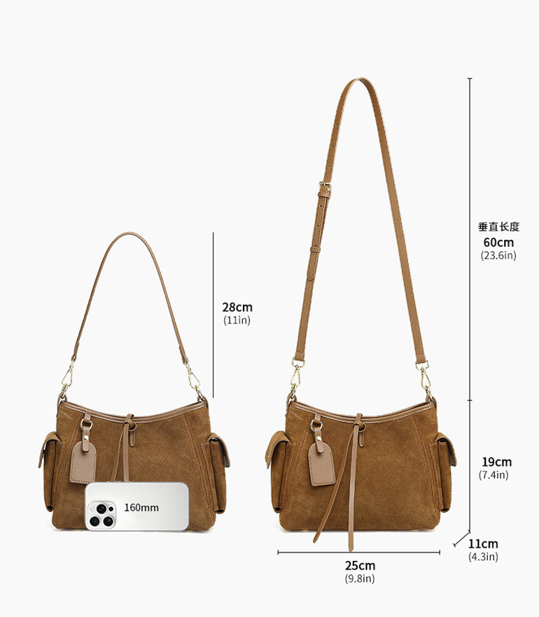 Suede Arc Bucket Bag