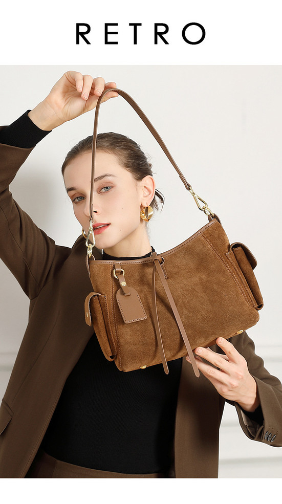 Suede Arc Bucket Bag