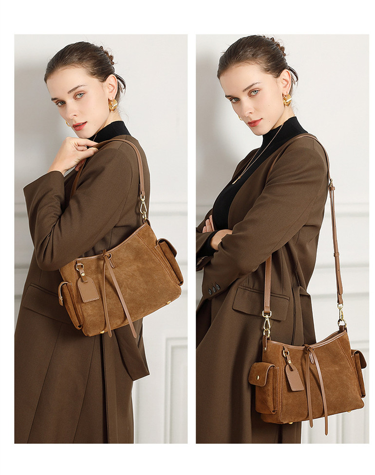 Suede Arc Bucket Bag