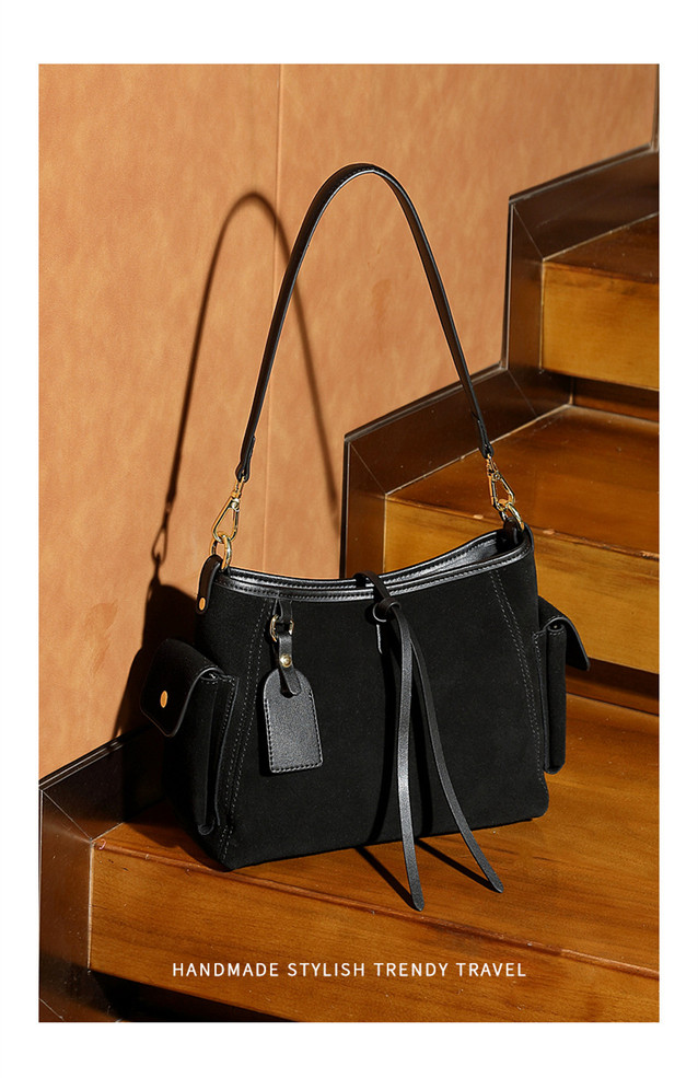 Suede Arc Bucket Bag