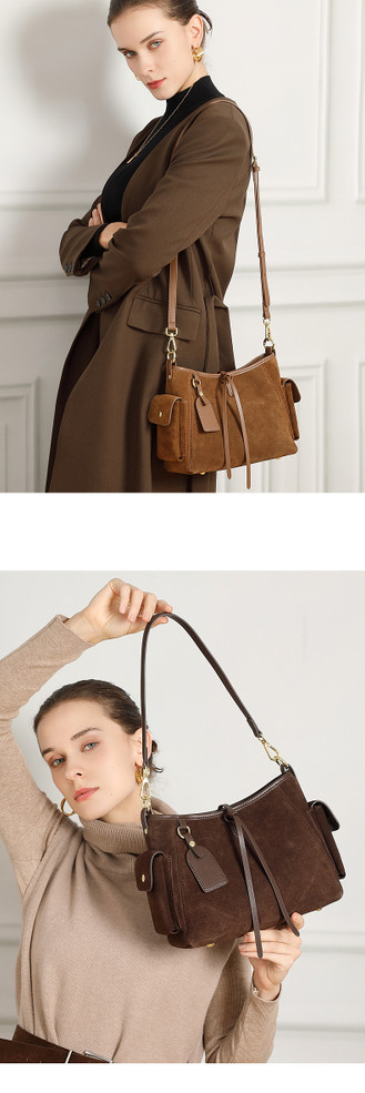 Suede Arc Bucket Bag