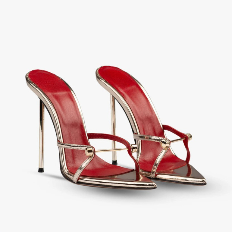 Steel Buckle Stiletto Mules 
