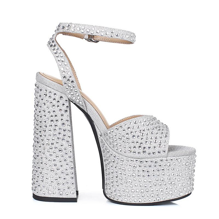 Grrly Grrls Silver Crest Platform Sandals 