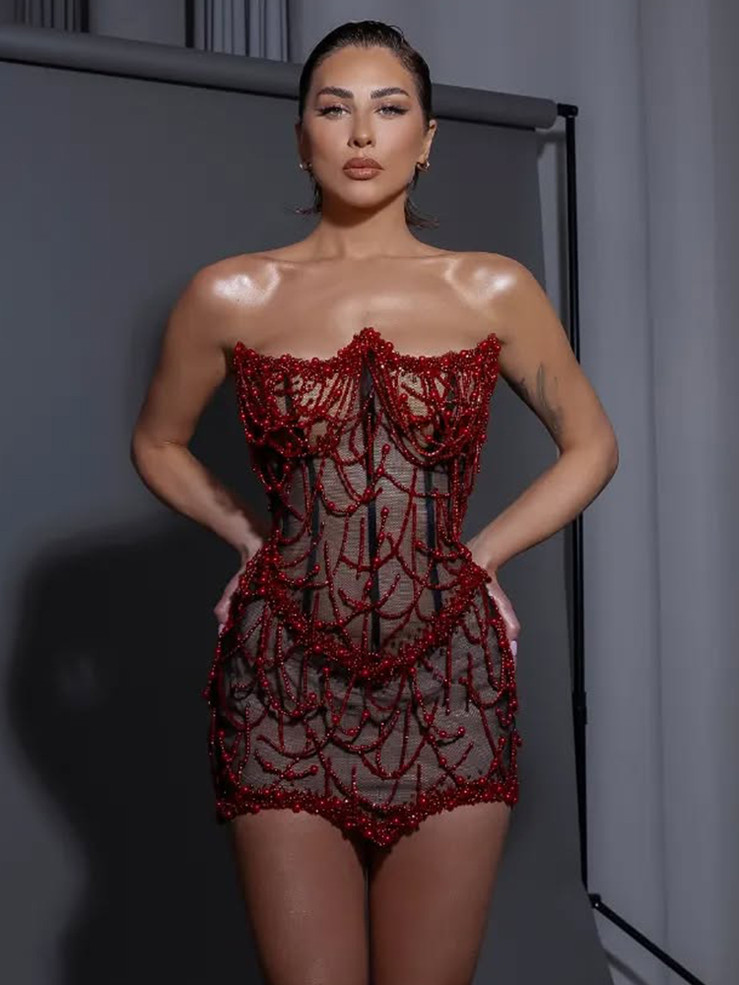 Infra-Red Corset Mini Dress