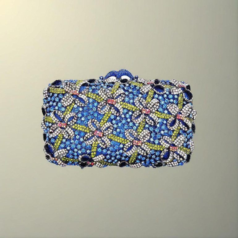 Grrly Grrls Blue Flowered Evening Clutch  