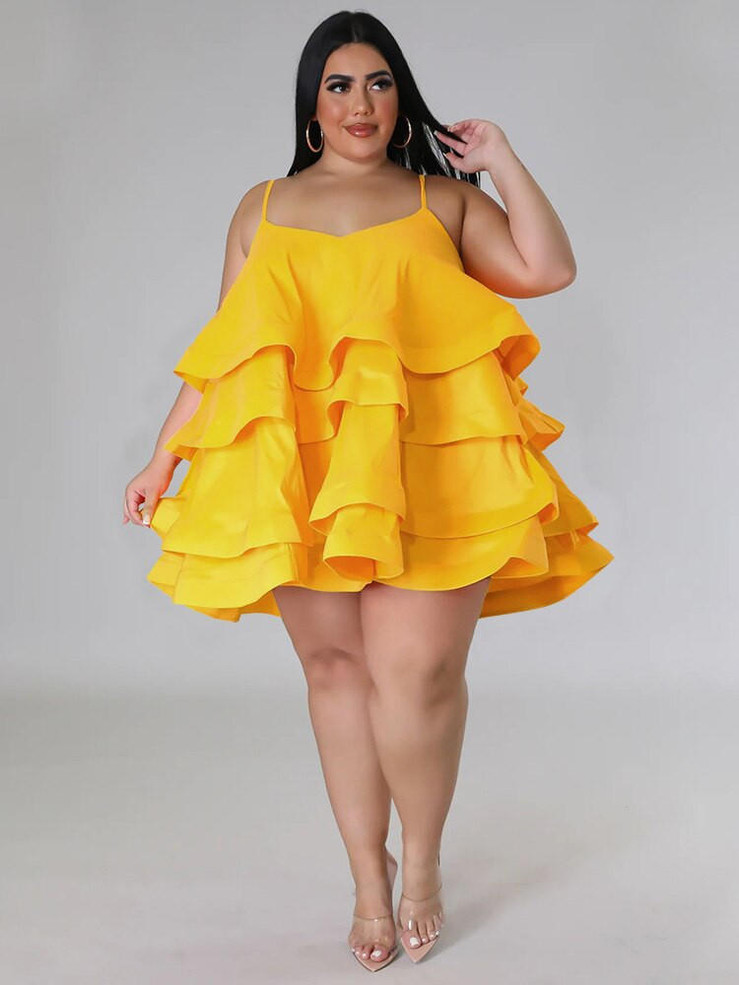 Grrly Grrls Plus Size Sleeveless Ruffled Mini Dress 