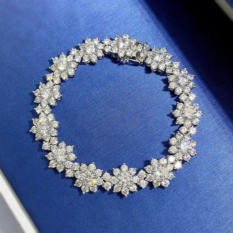 Grrly Grrls Flower Moissanite Diamond Bracelet 